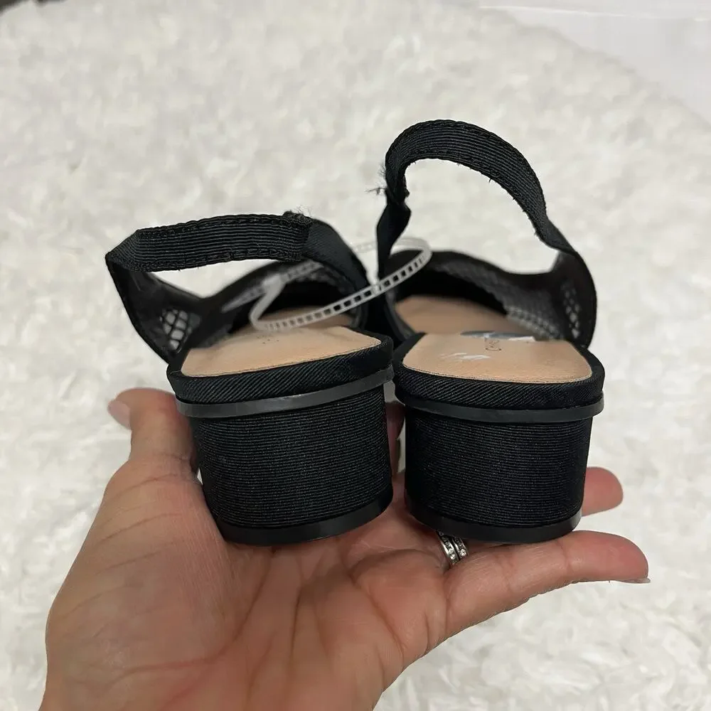 Chinese Laundry Pointed Toe Shoes sling back mesh black size 7.5M style#WLH-005
